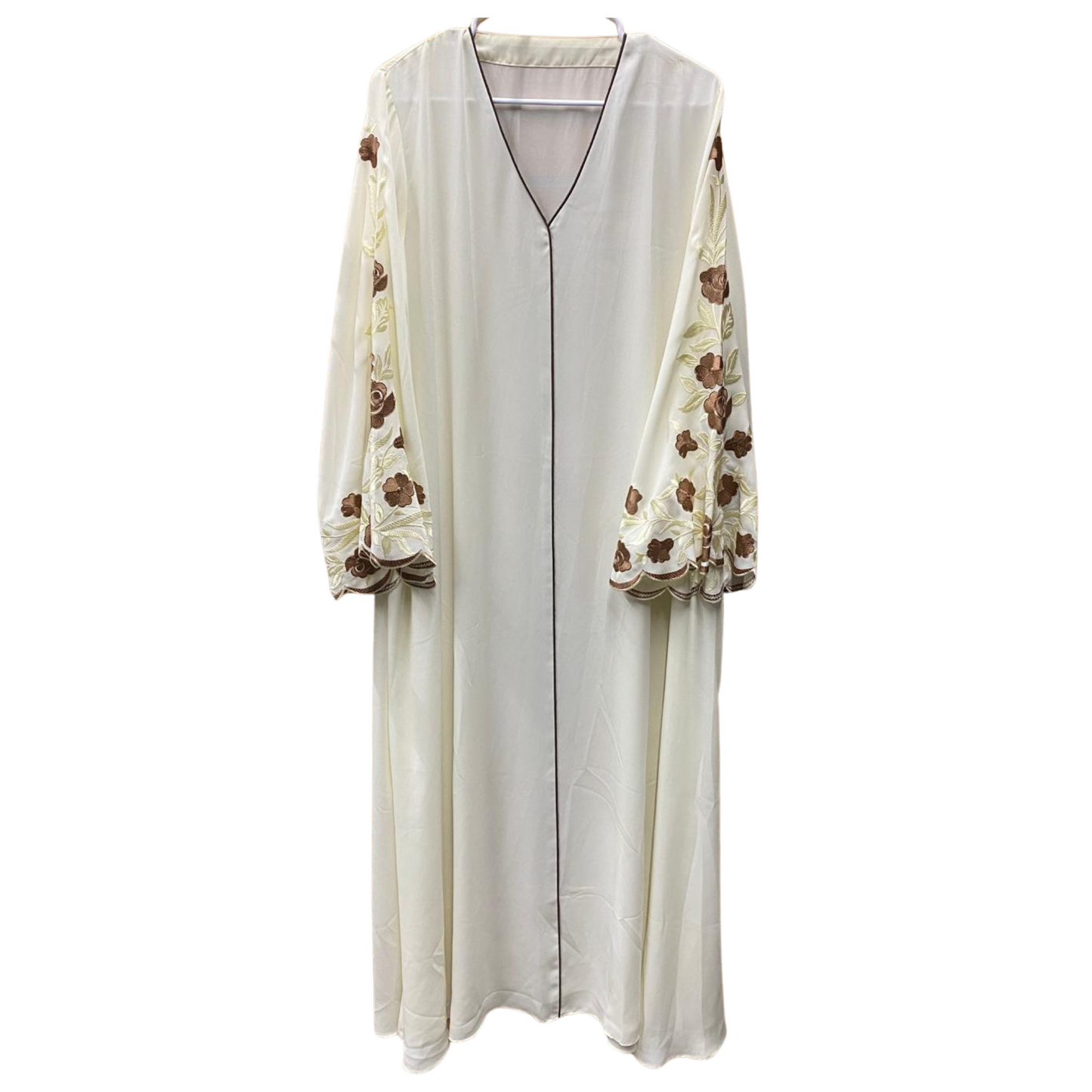 Ivory Floral Embroidered Abaya