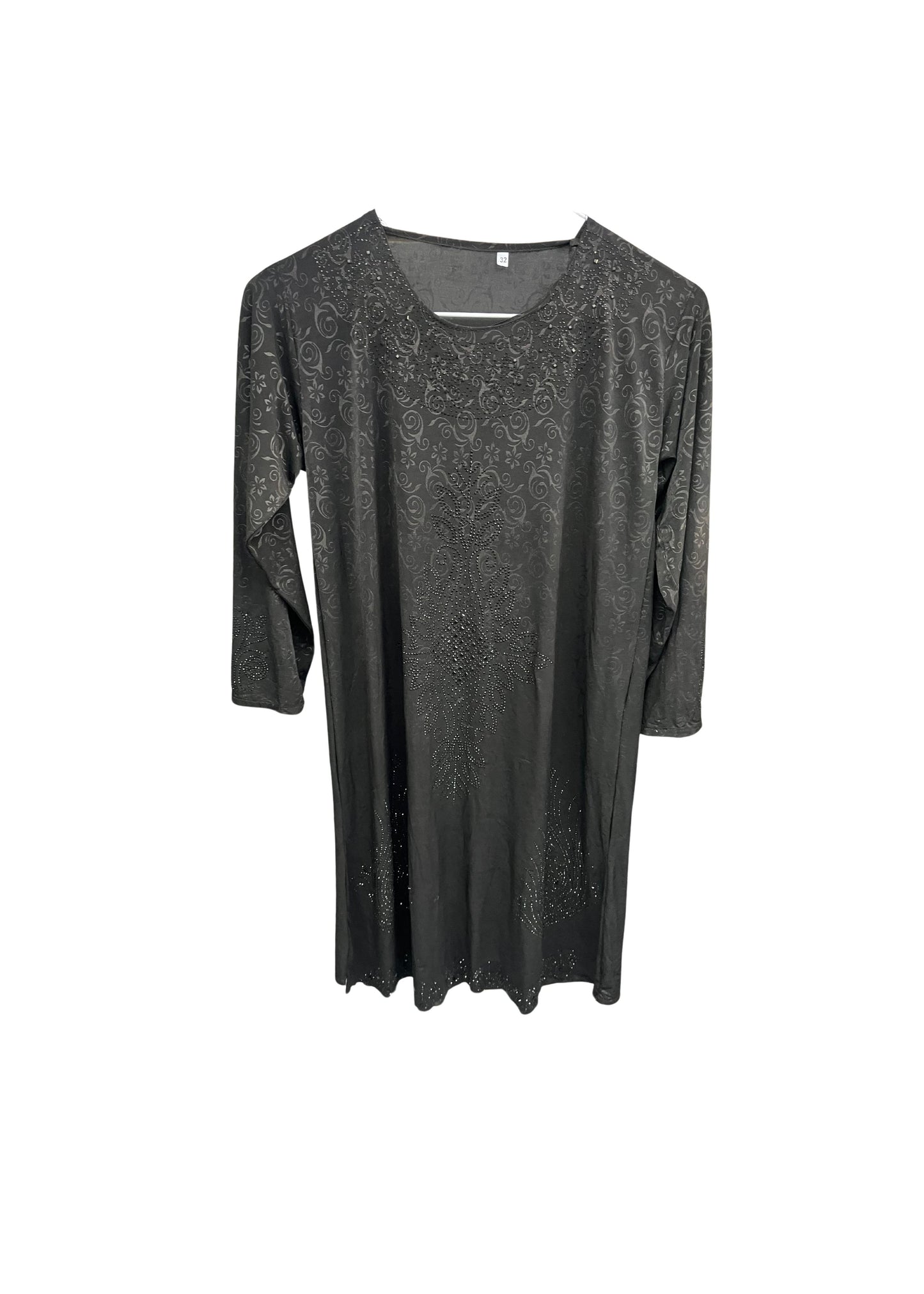 Black Sequined Girls Abaya