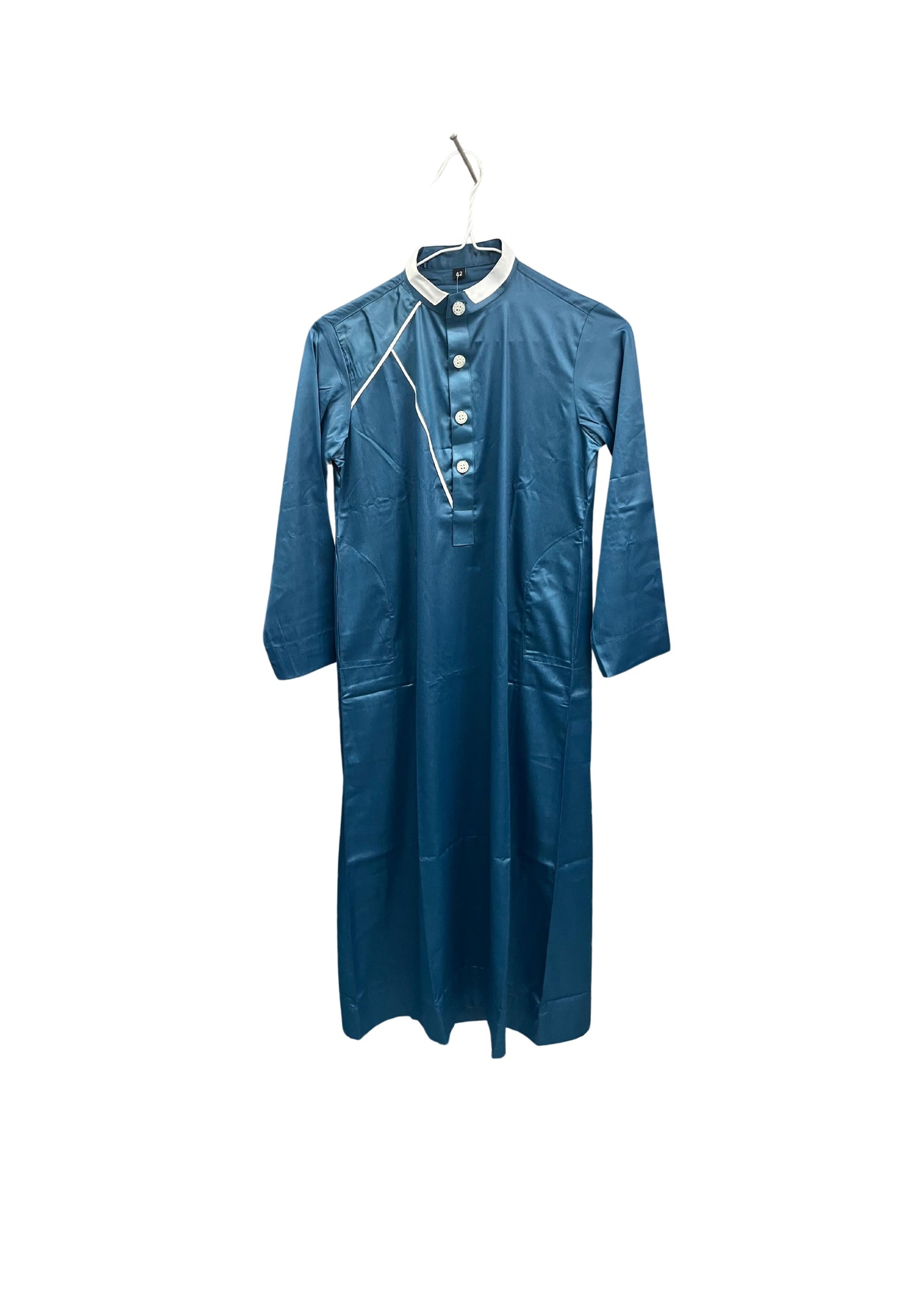 Turquoise Kids Thobe with White Lining