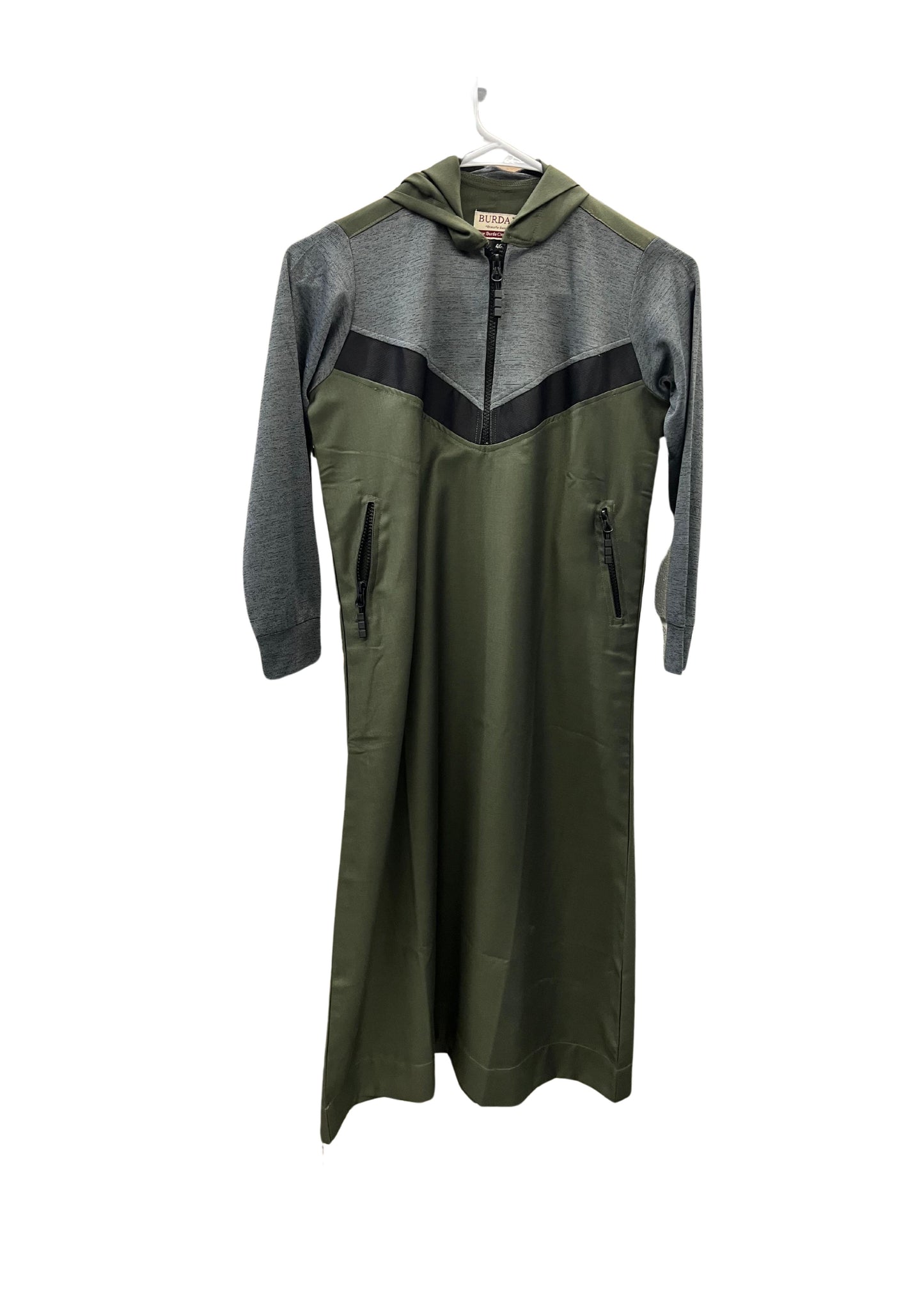 Premium Hoodie Thobe - Green/Gray