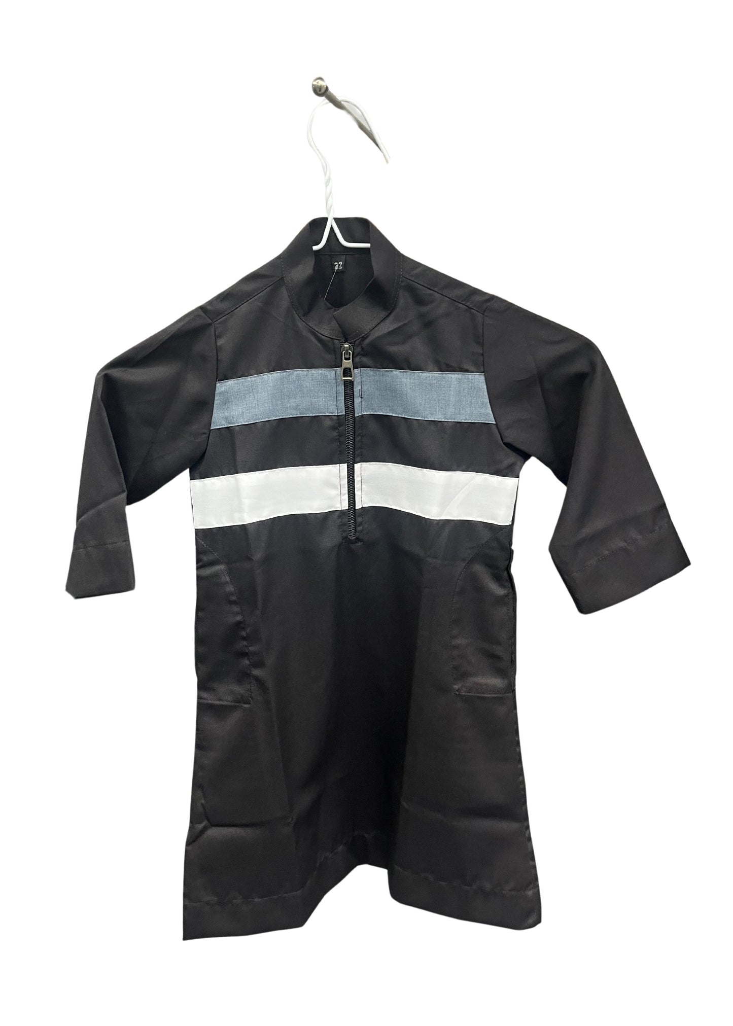 Kids Black Striped Thobe
