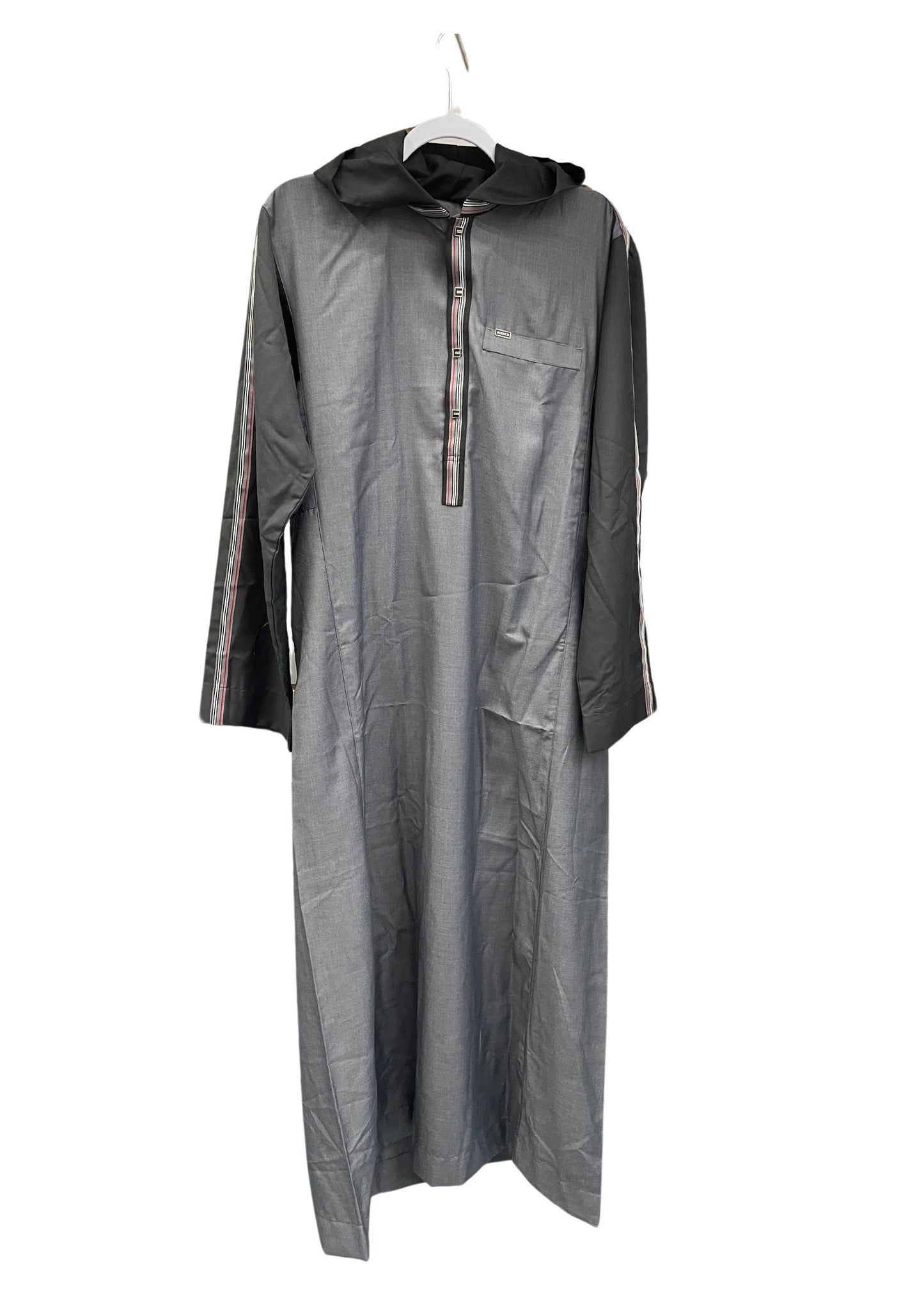 Premium Hoodie Thobe - Gray/Black