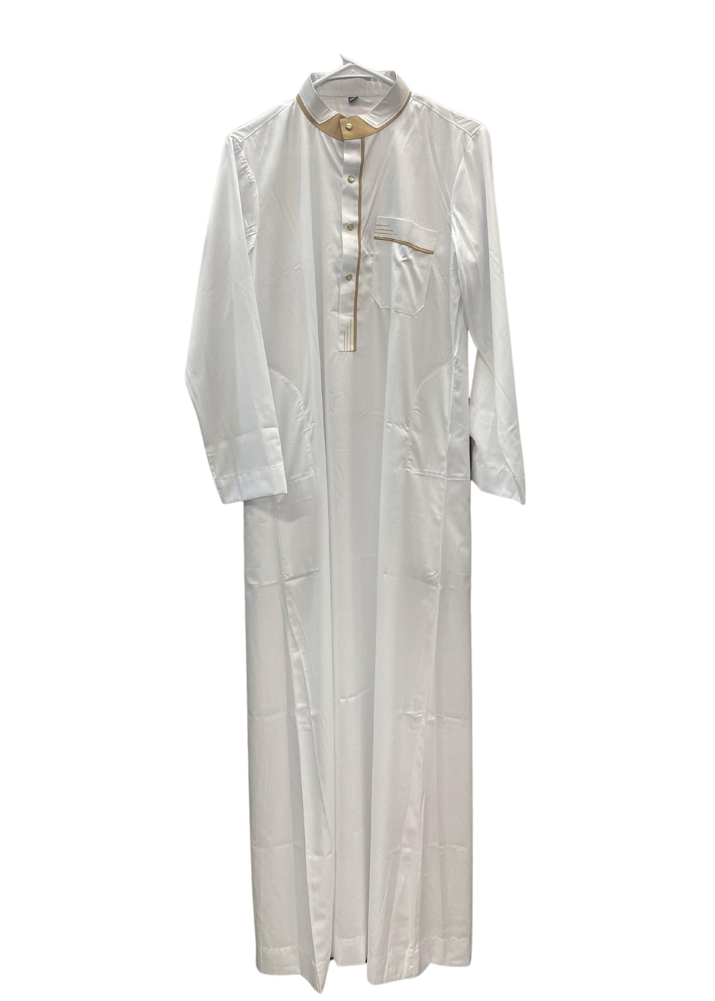 White Thobe with Tan Collar and Lining