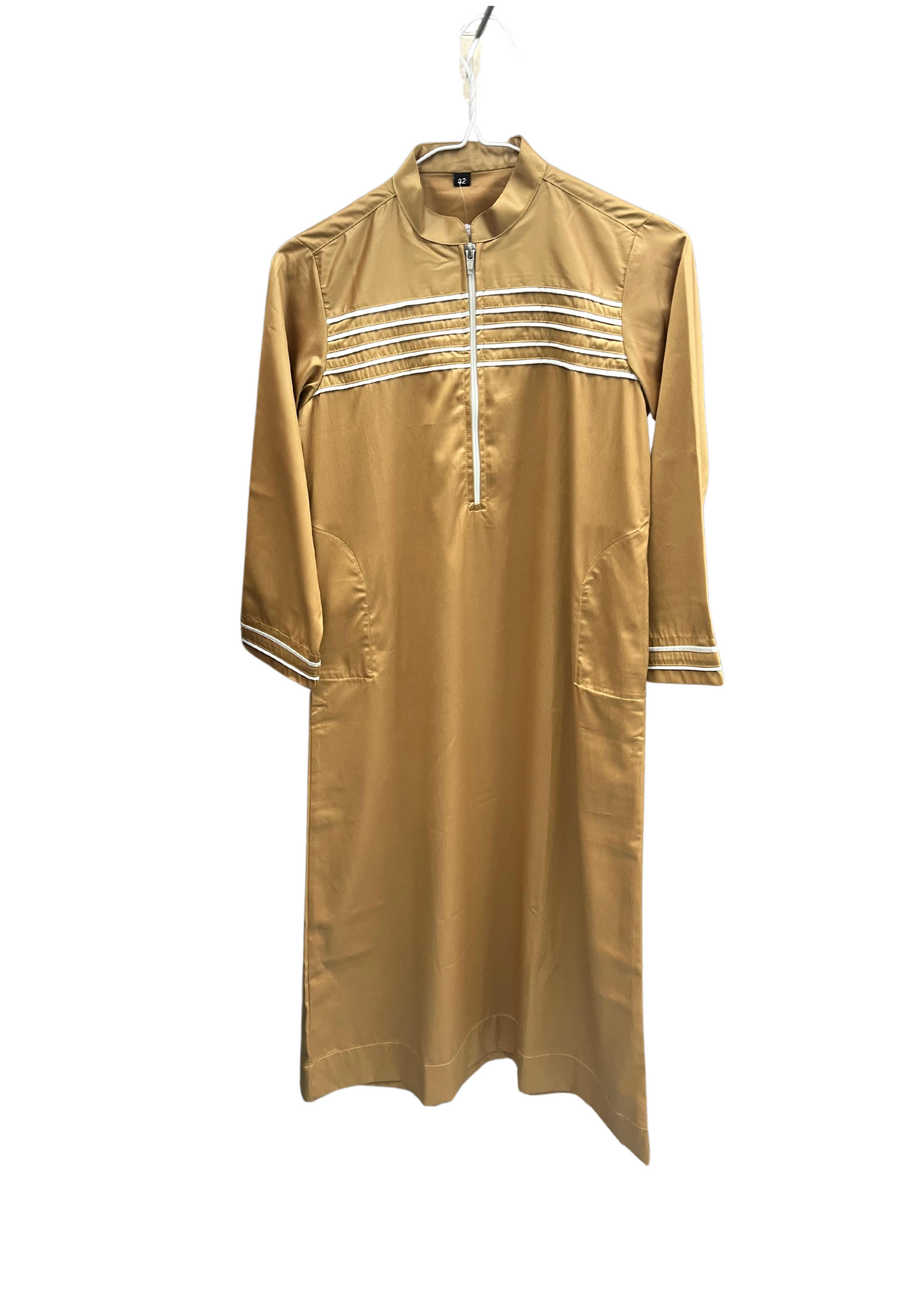 Gold Thobe with White Lines