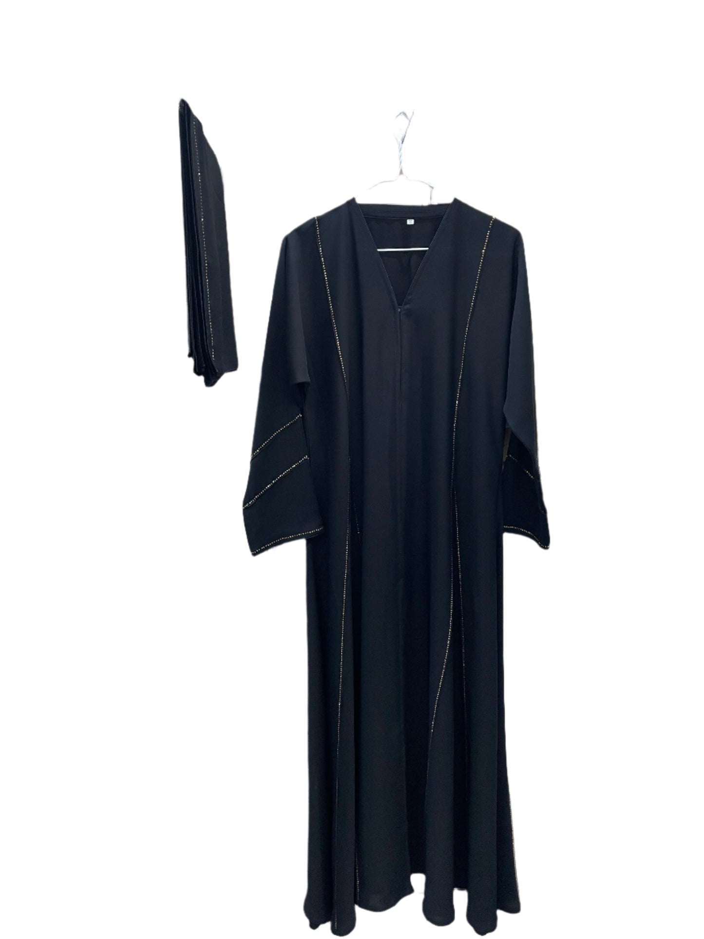 Black Abaya with Gold Sequins
