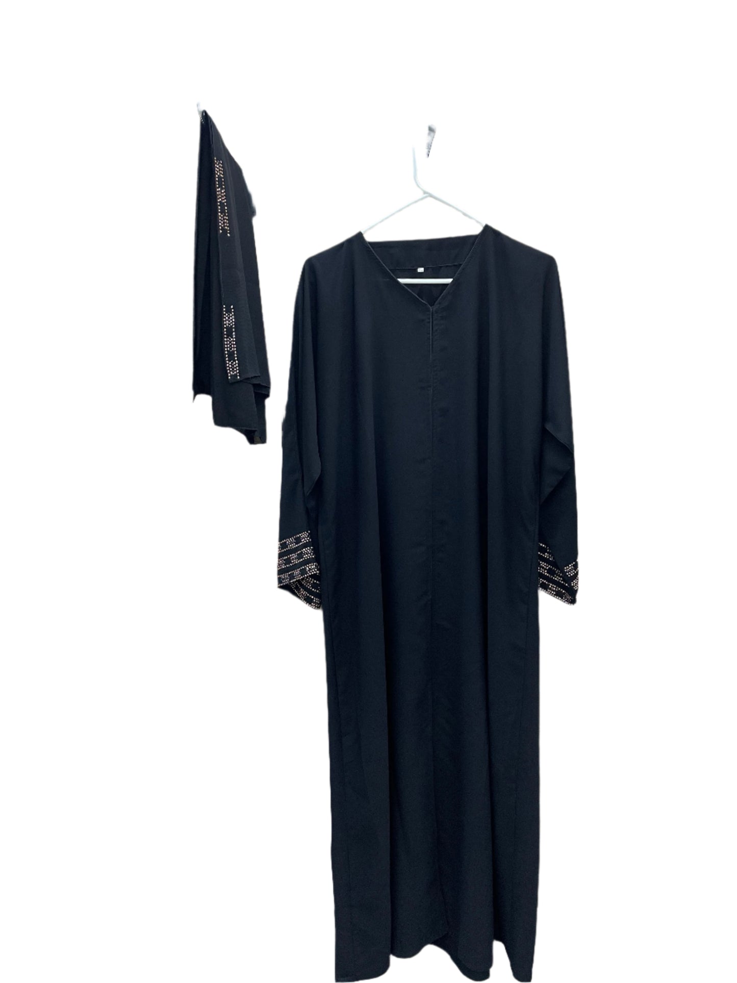 Black Abaya with Gold Sequin Sleeves