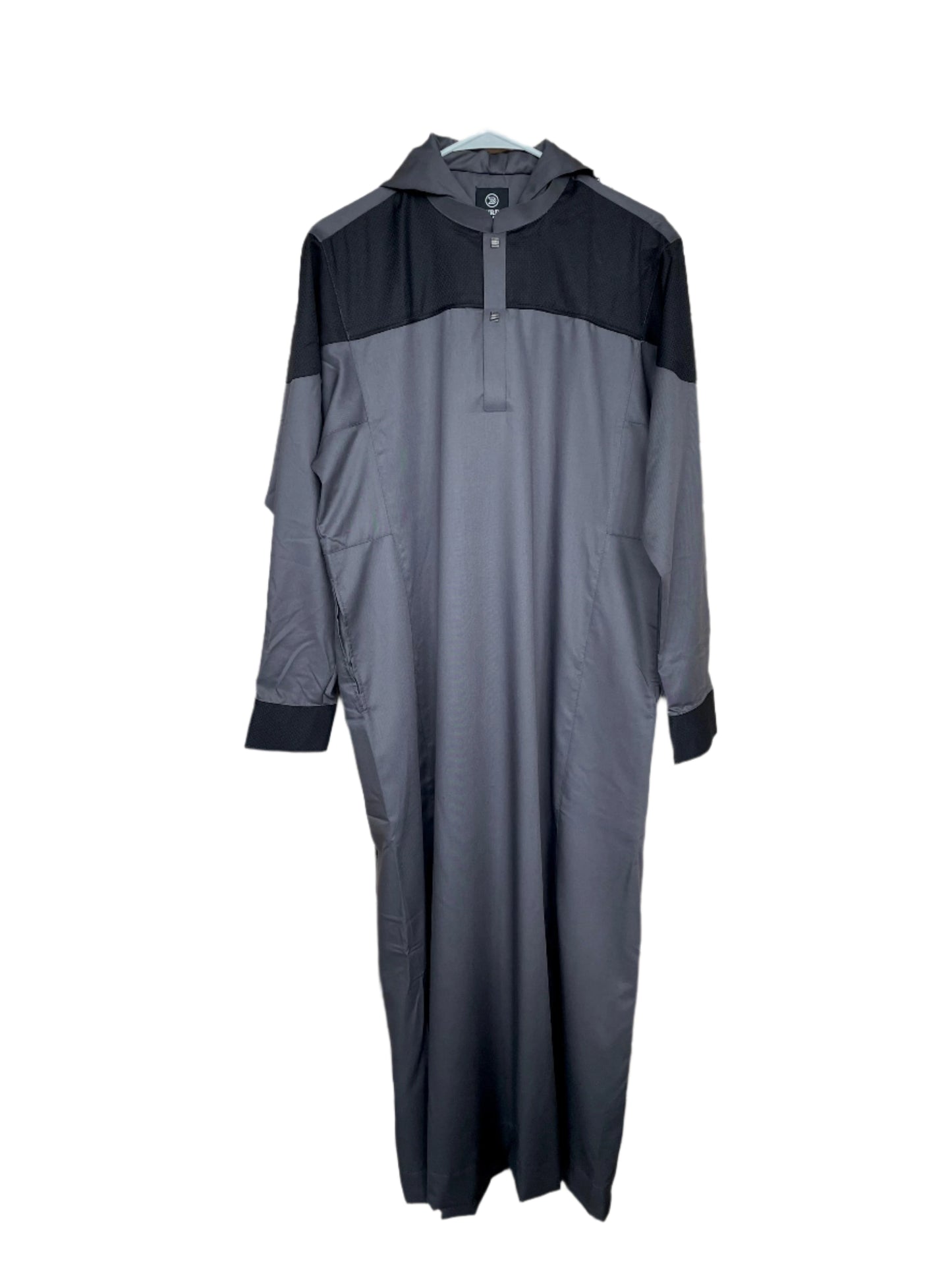 Premium Hoodie Thobe - Gray/Black