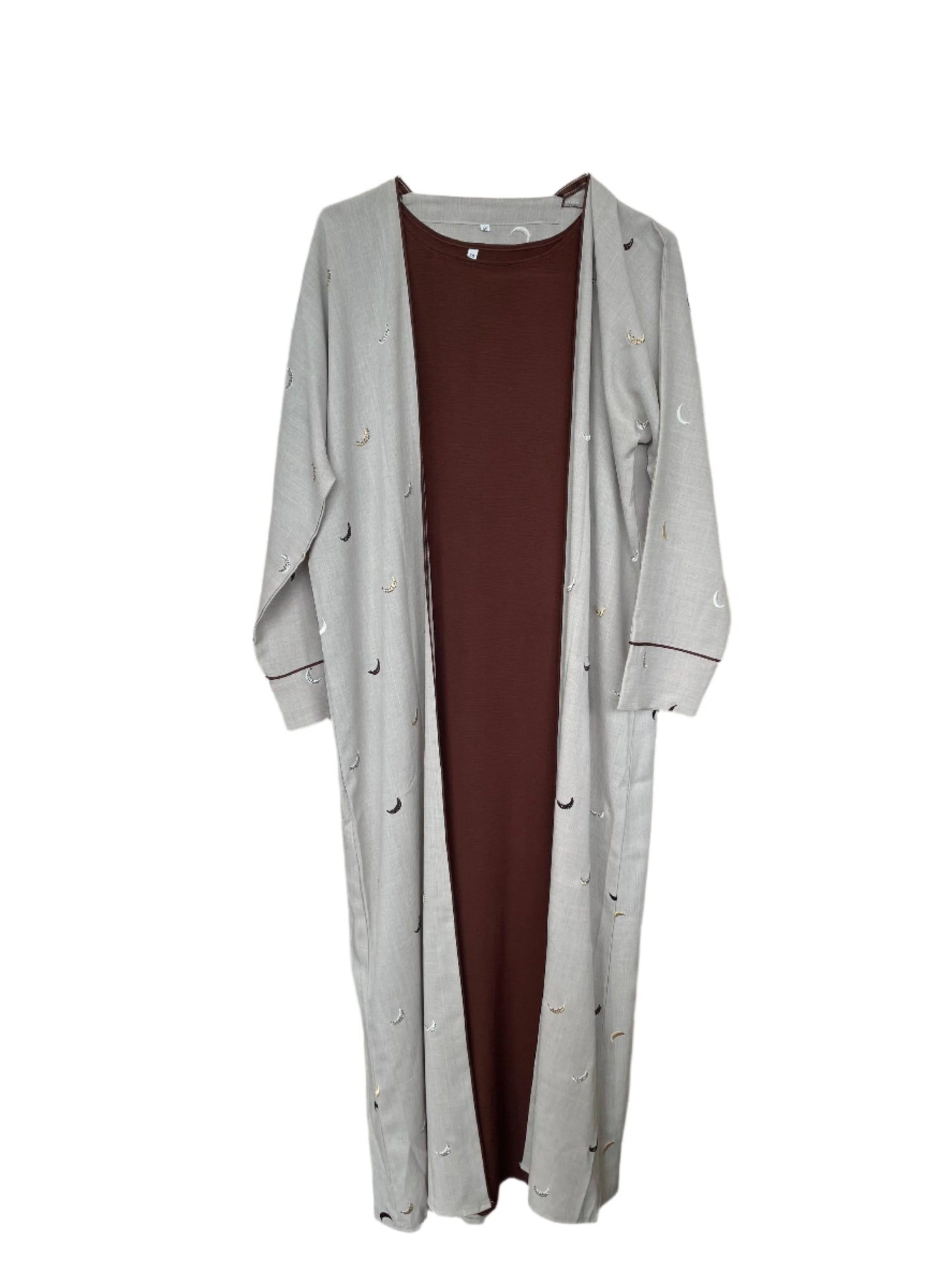 Moon Print Linen Abaya with Underdress