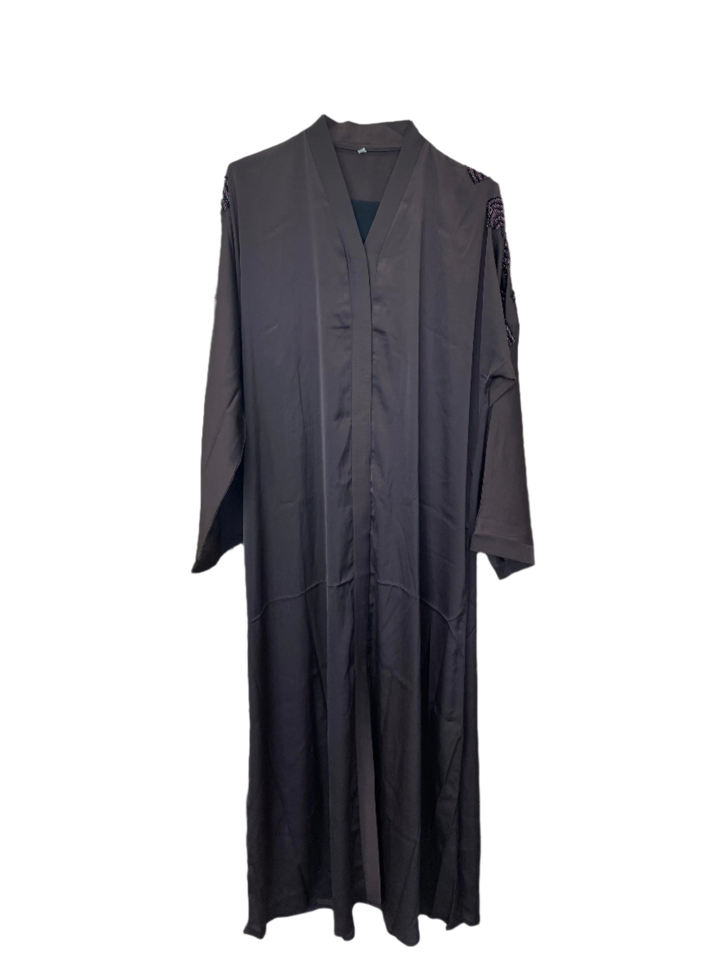 Silky Button Up Abaya with Shoulder Design