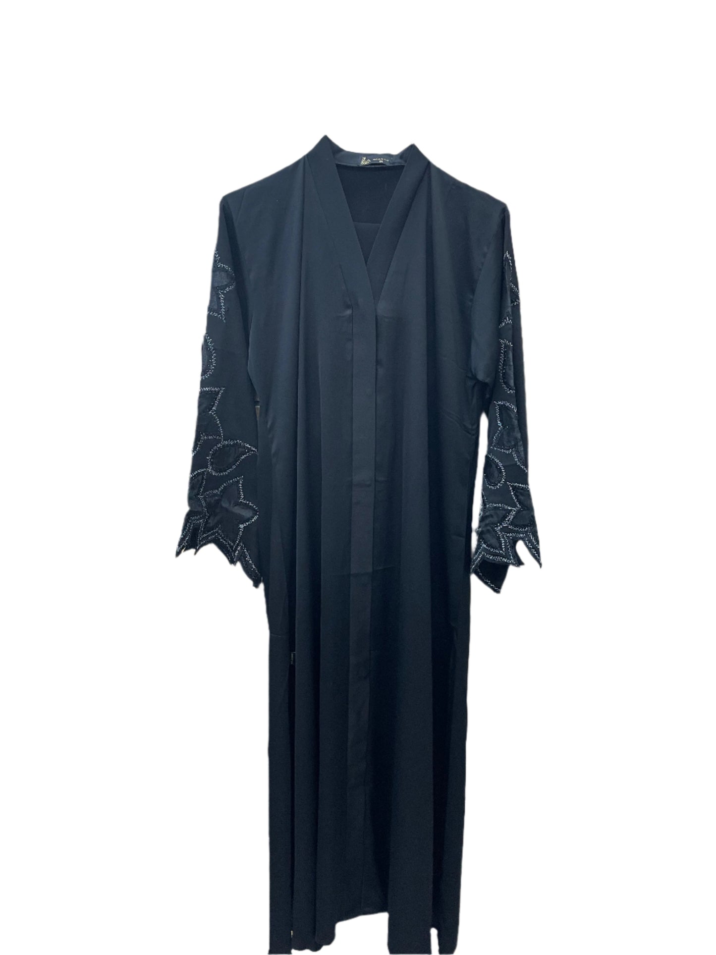 Black Abaya with Flower Embroidery on Sleeves