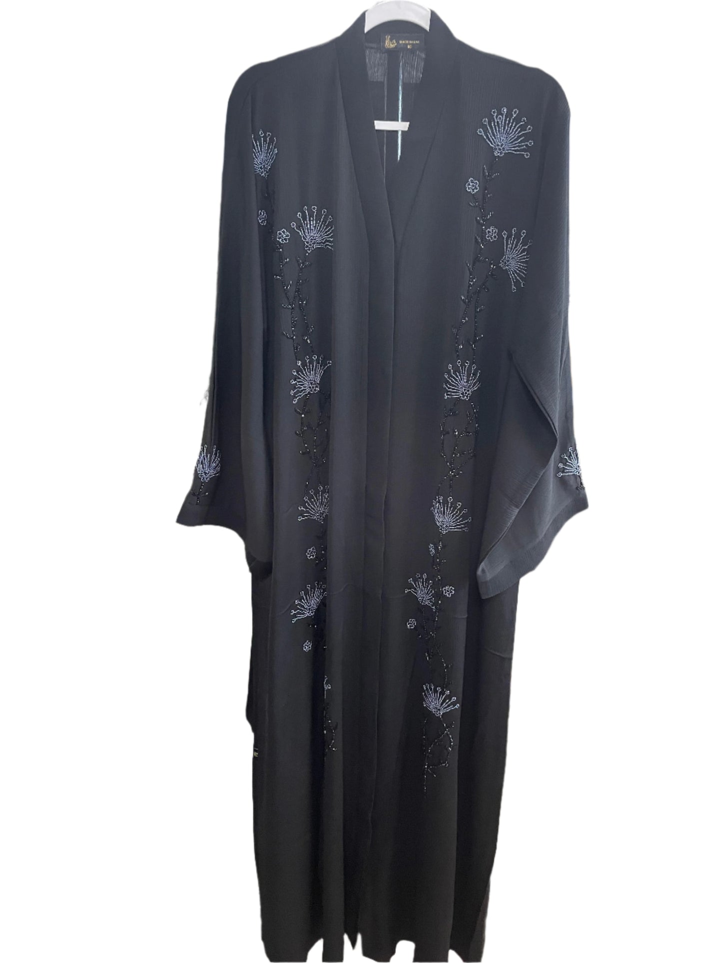 Black Abaya with Wave Sequin Design