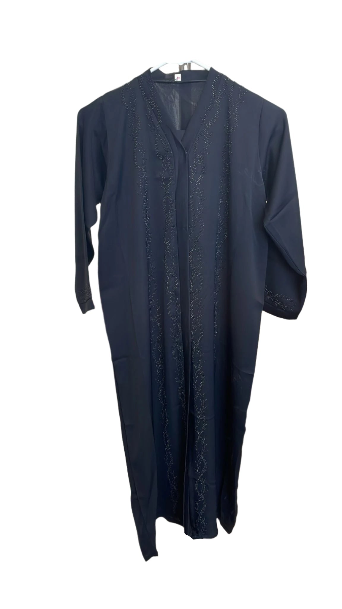 Girls Black Button-Up Sequin Abaya