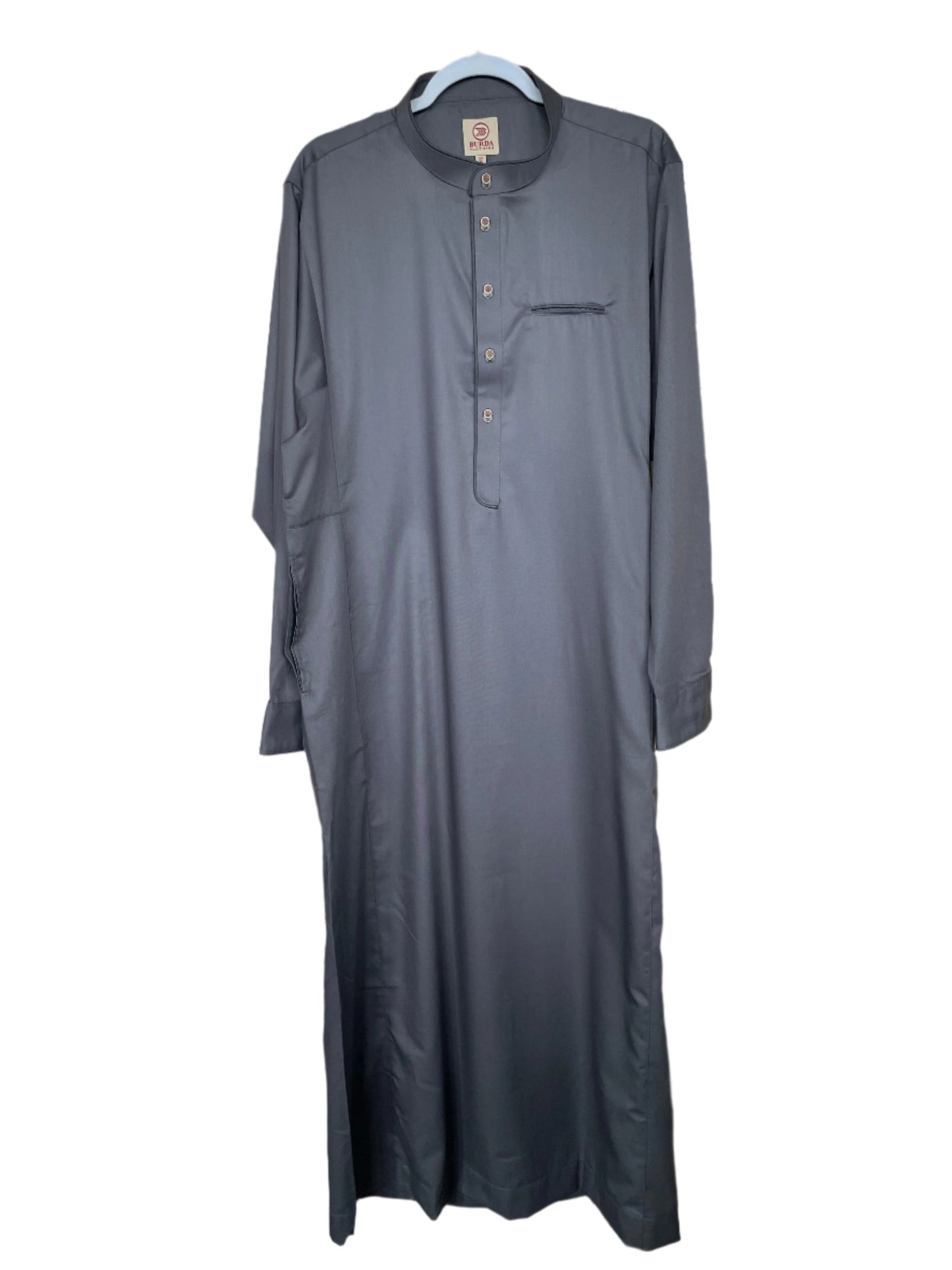 Premium Gray Thobe with Brown Buttons