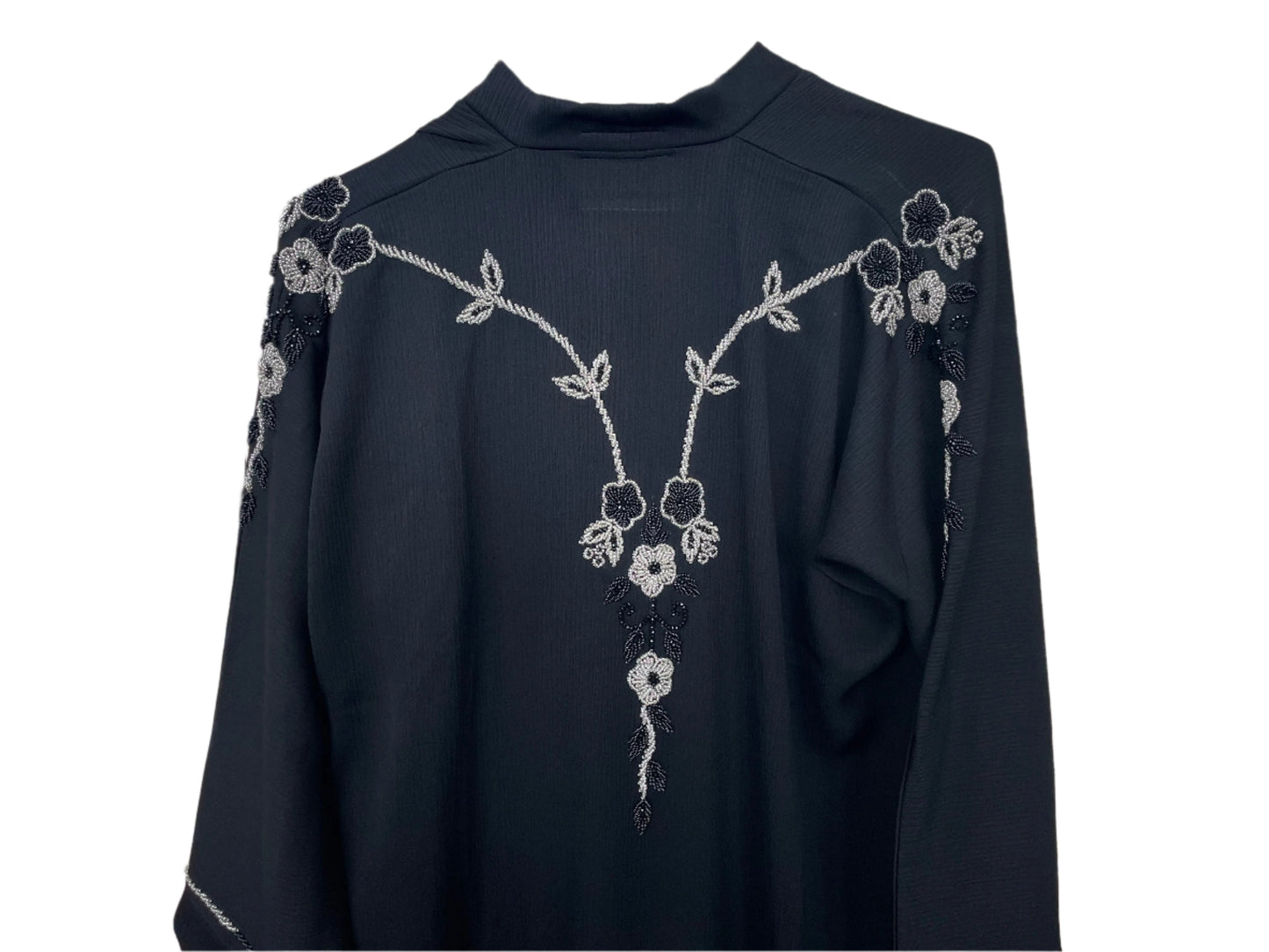 Black Abaya with Back Floral Beadwork