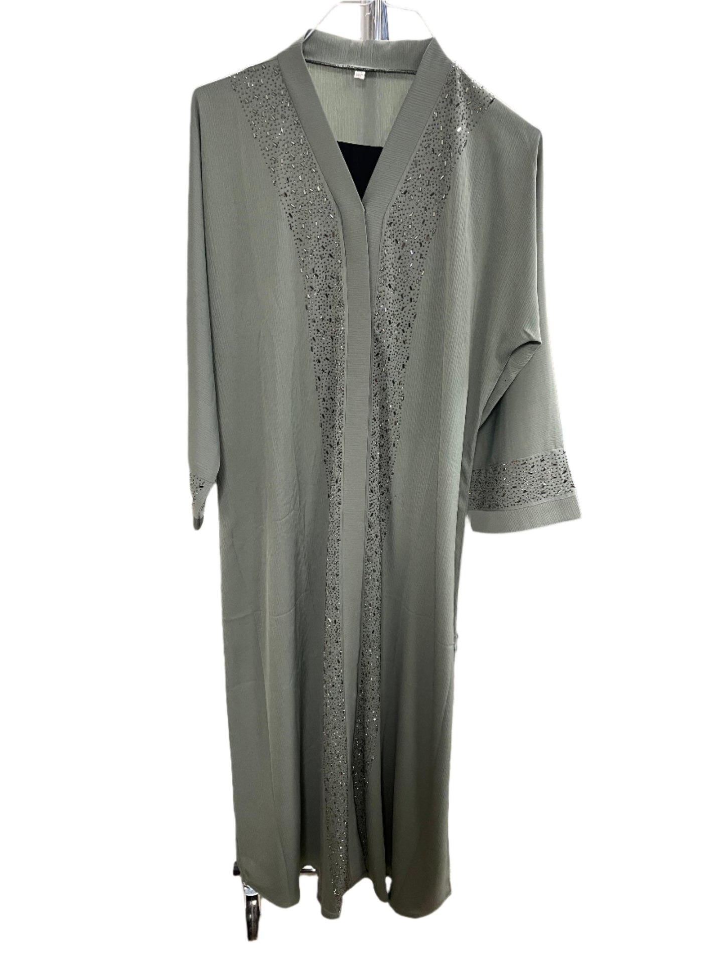 Beautiful Button Up Rhinestone Abaya