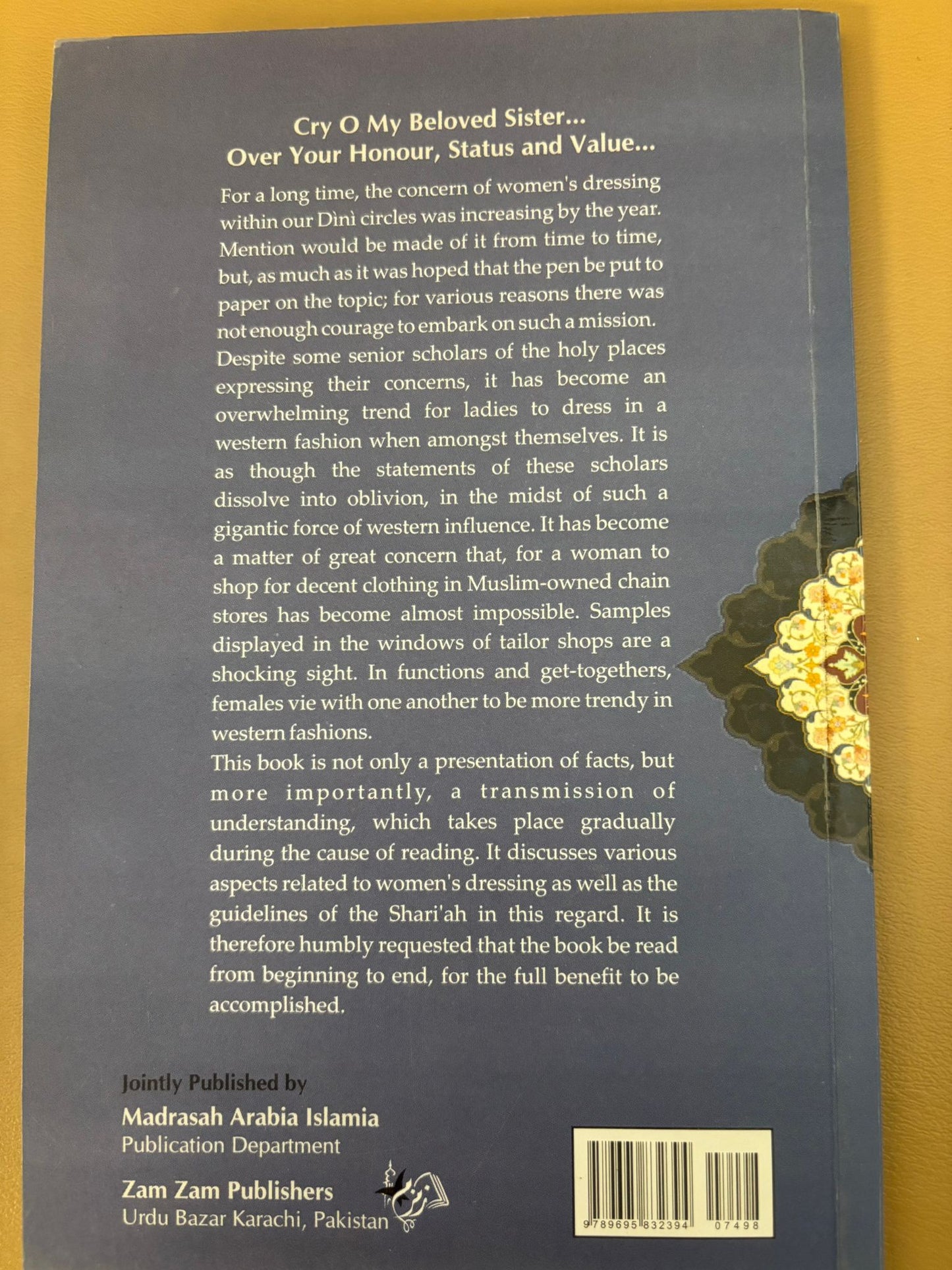 Cry, Oh My Beloved Sister; Over Your Honor, Status, and Value