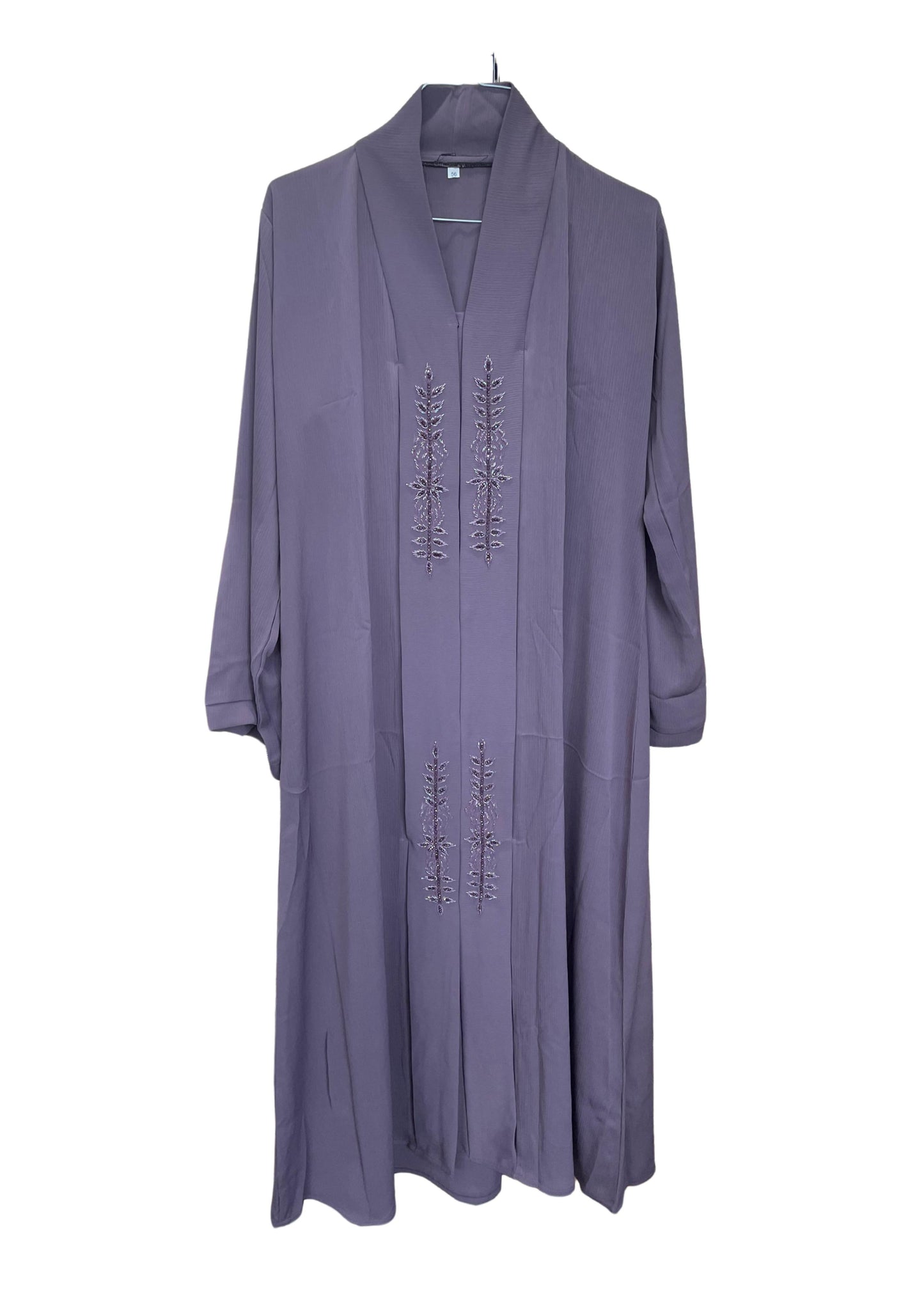 Front Floral Sequined Button-Up Abaya