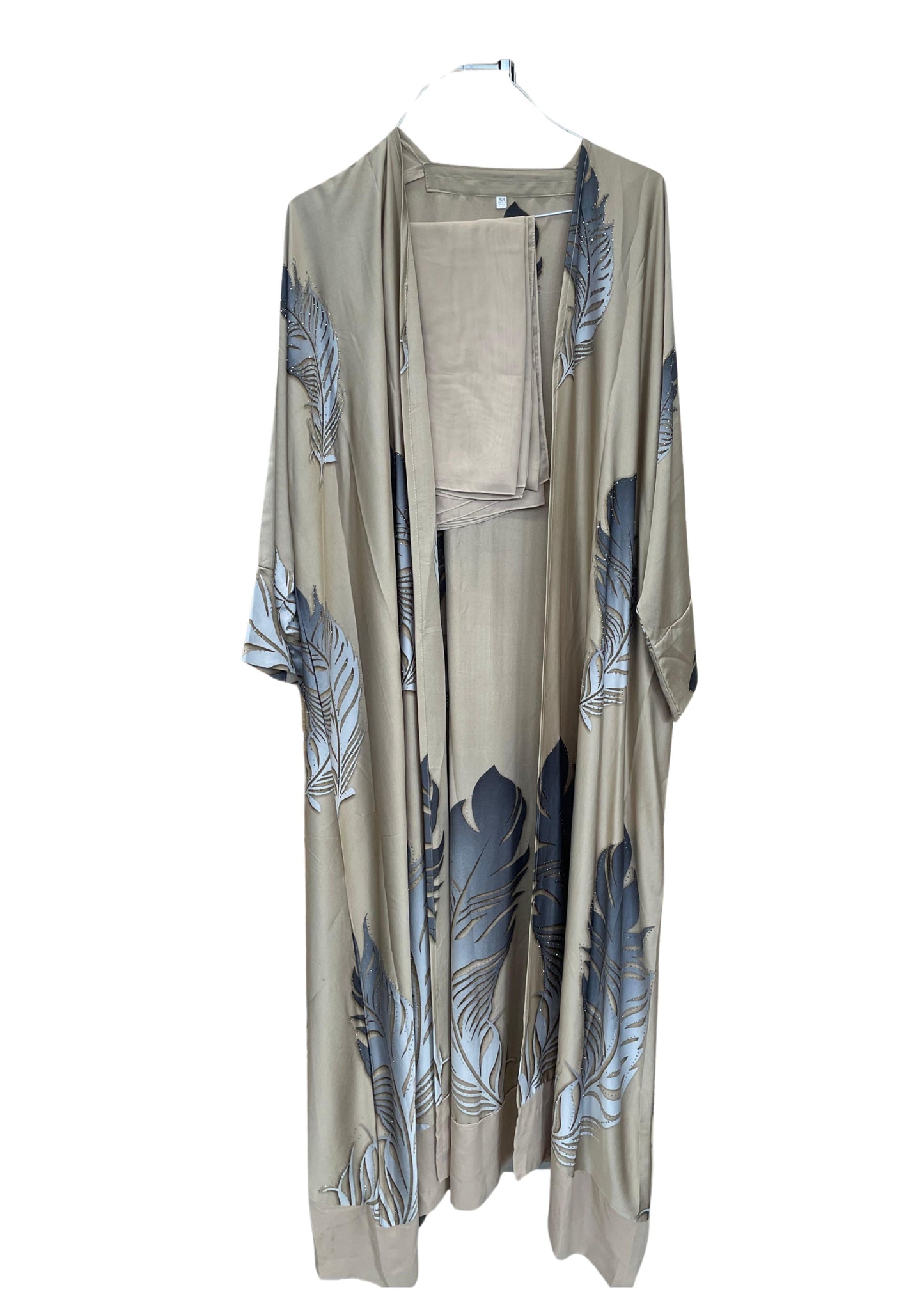 Silky Feather Print Abaya