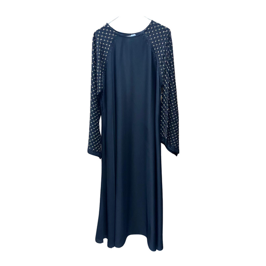 Black Abaya with Gold Sequined Sleeves