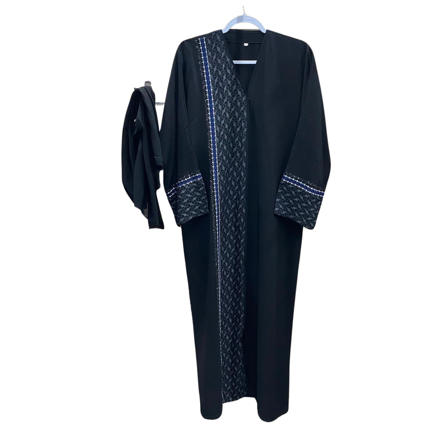 Abaya with Geometric Side Design