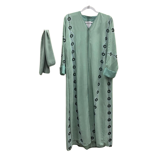 Embroidered Design Button Up Abaya