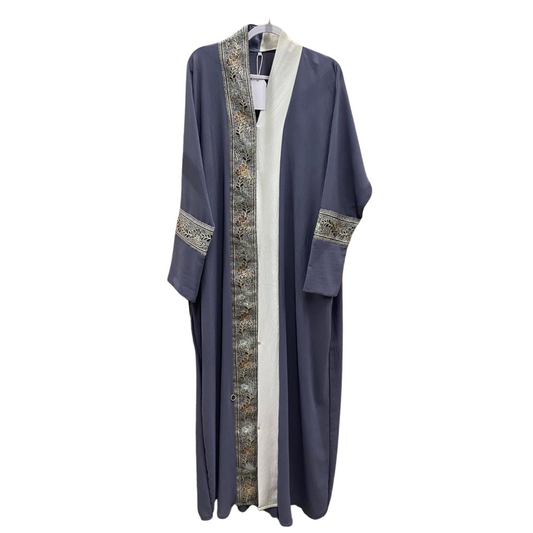 Gray Button Up Abaya with Front Design