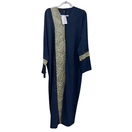 Navy Blue Button Up Abaya with Front Design