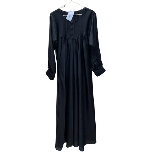 Black Flowy Button Design Abaya