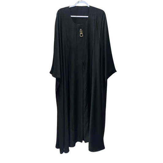 Black Velvety Abaya with Gold Buckle