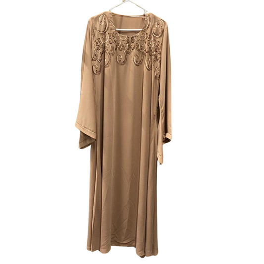 Tan Abaya with Beautiful Embroidered Design