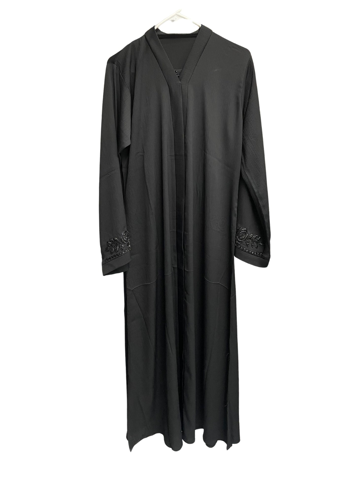 Beautiful Button Up Abaya with Rose Sleeve Sequins