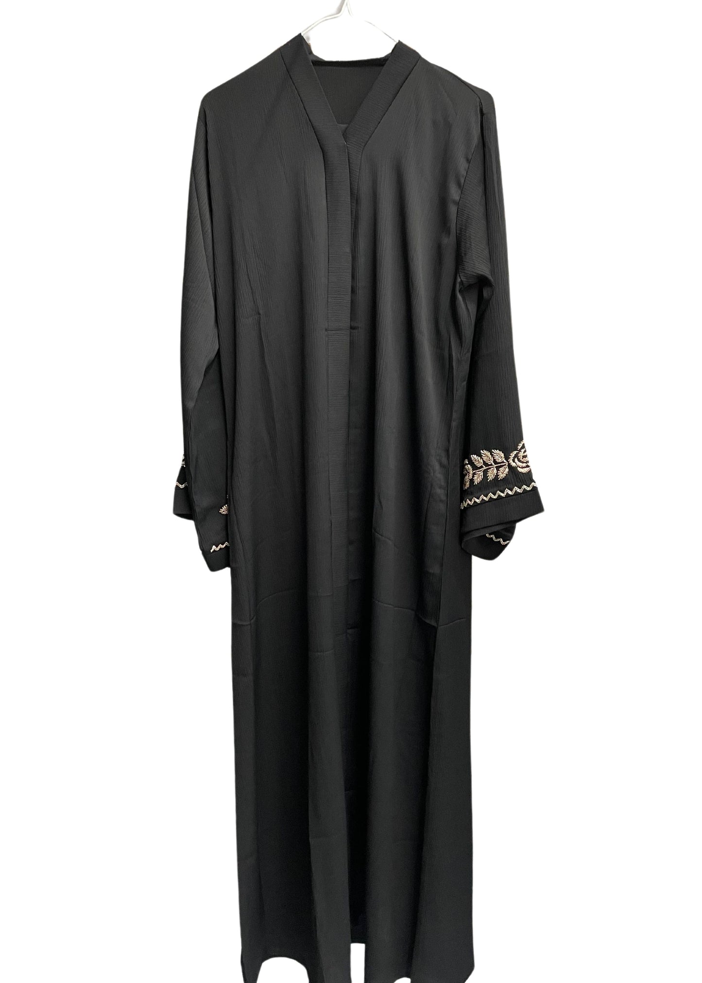 Beautiful Button Up Abaya with Rose Sleeve Sequins