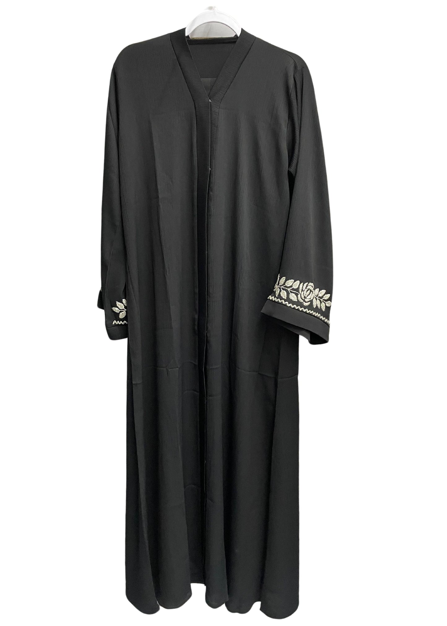 Beautiful Button Up Abaya with Rose Sleeve Sequins