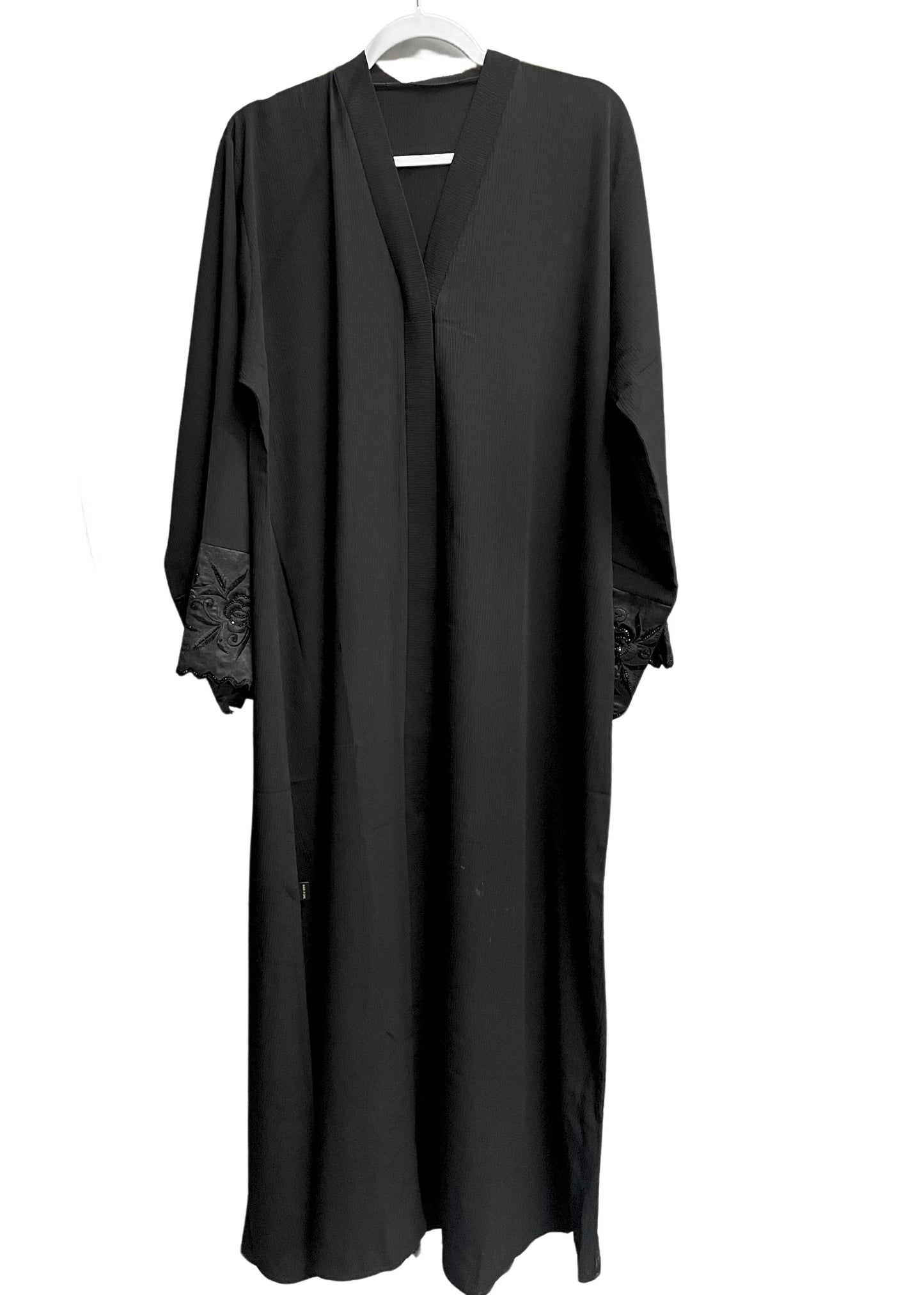 Black Abaya with Rose Sequined Embroidery