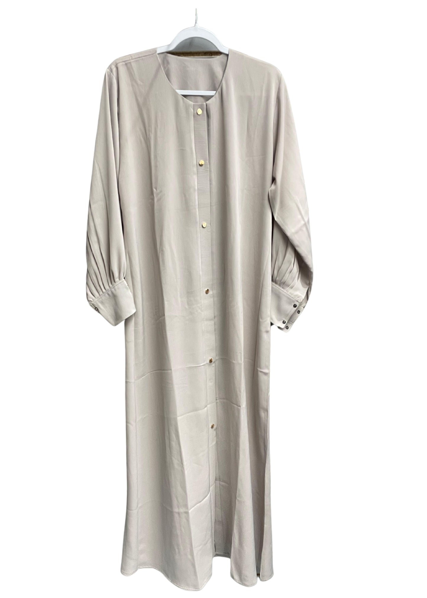 Comfortable Button Up Abaya with Rouched Sleeves