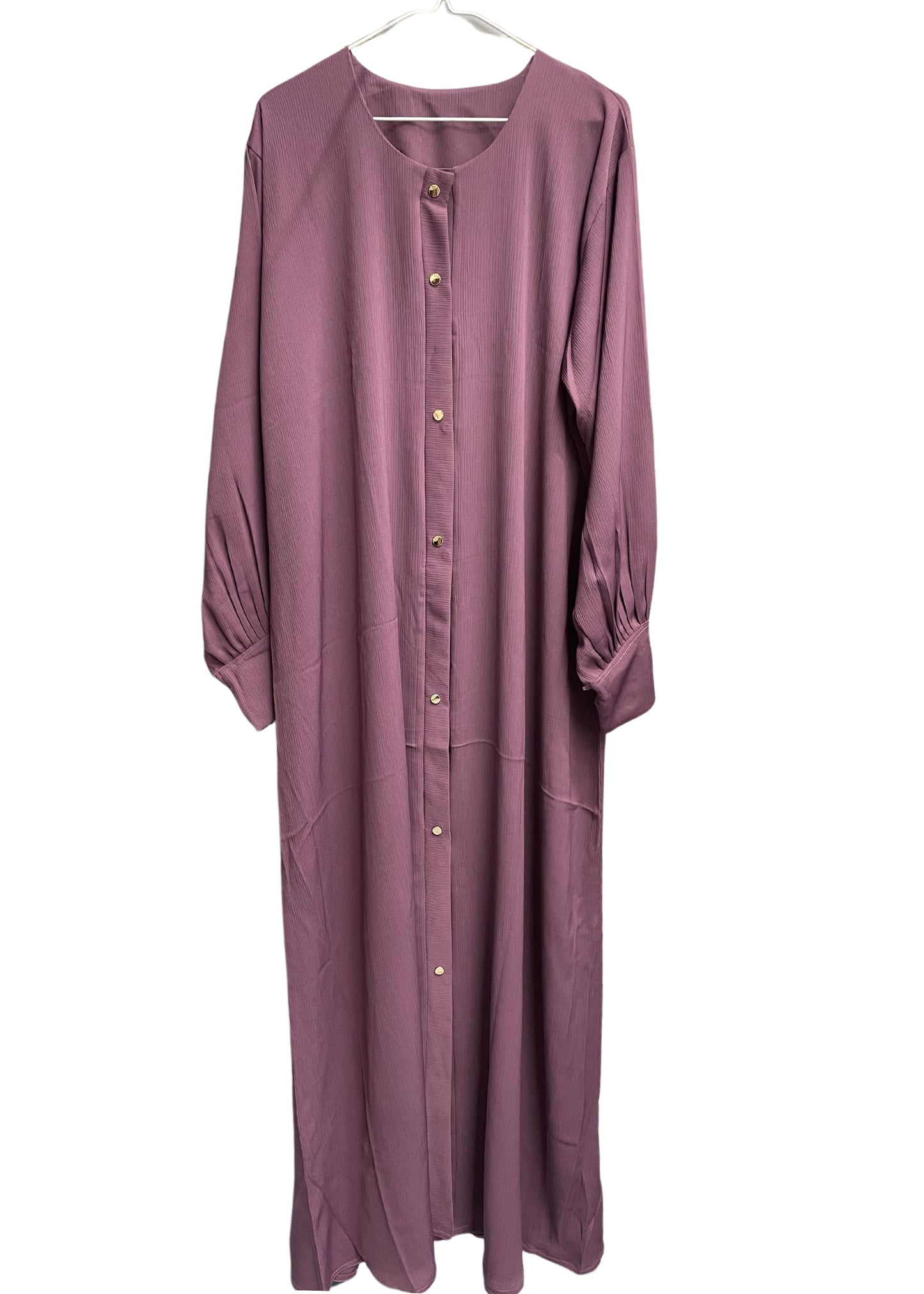 Comfortable Button Up Abaya with Rouched Sleeves