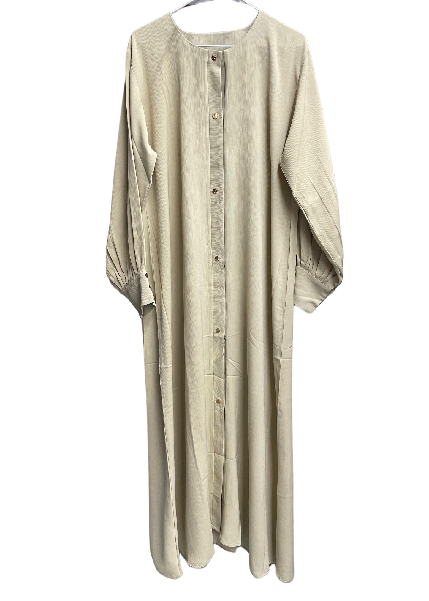 Comfortable Button Up Abaya with Rouched Sleeves