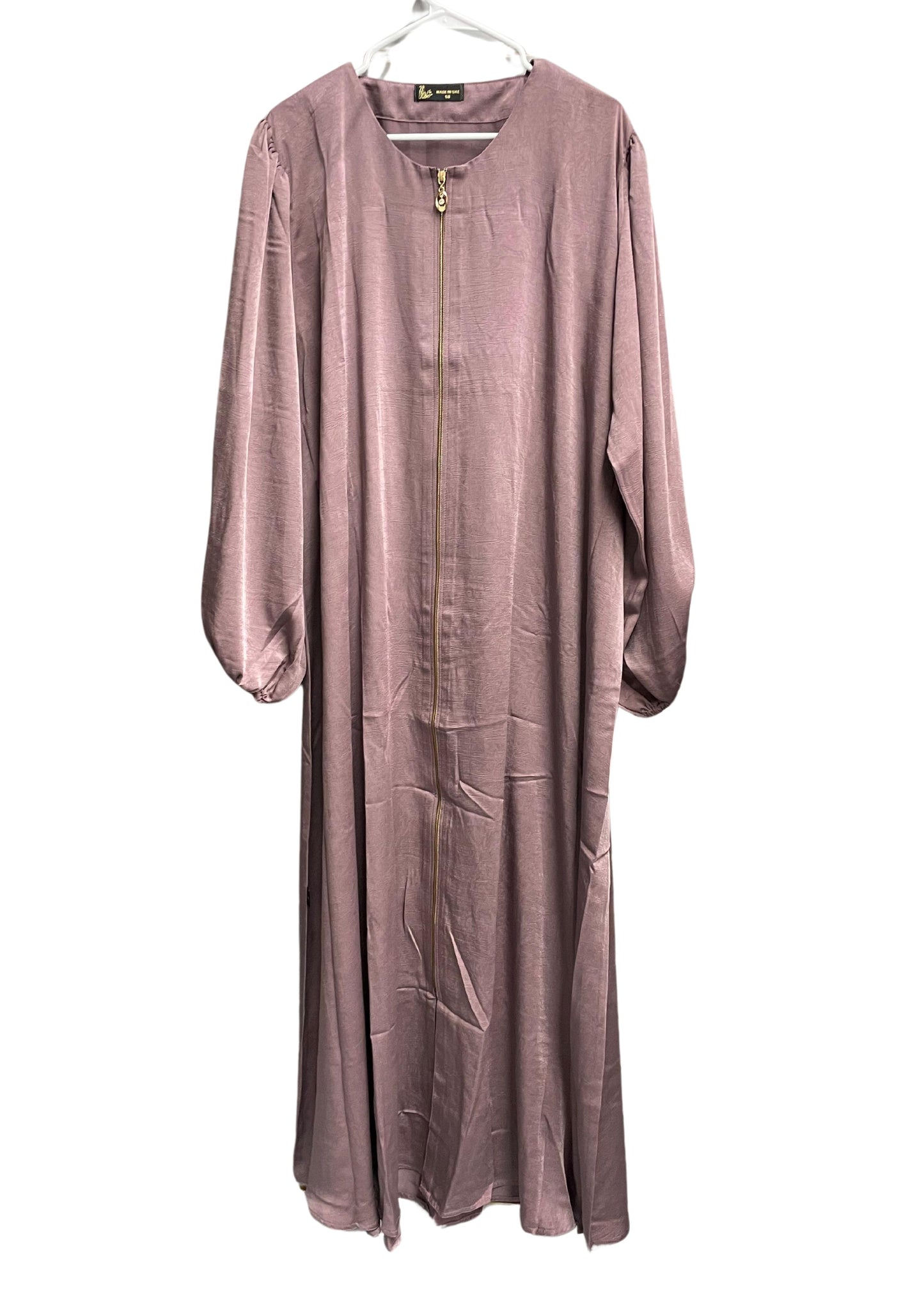 Velvety Button Up Abaya with Gold Zipper