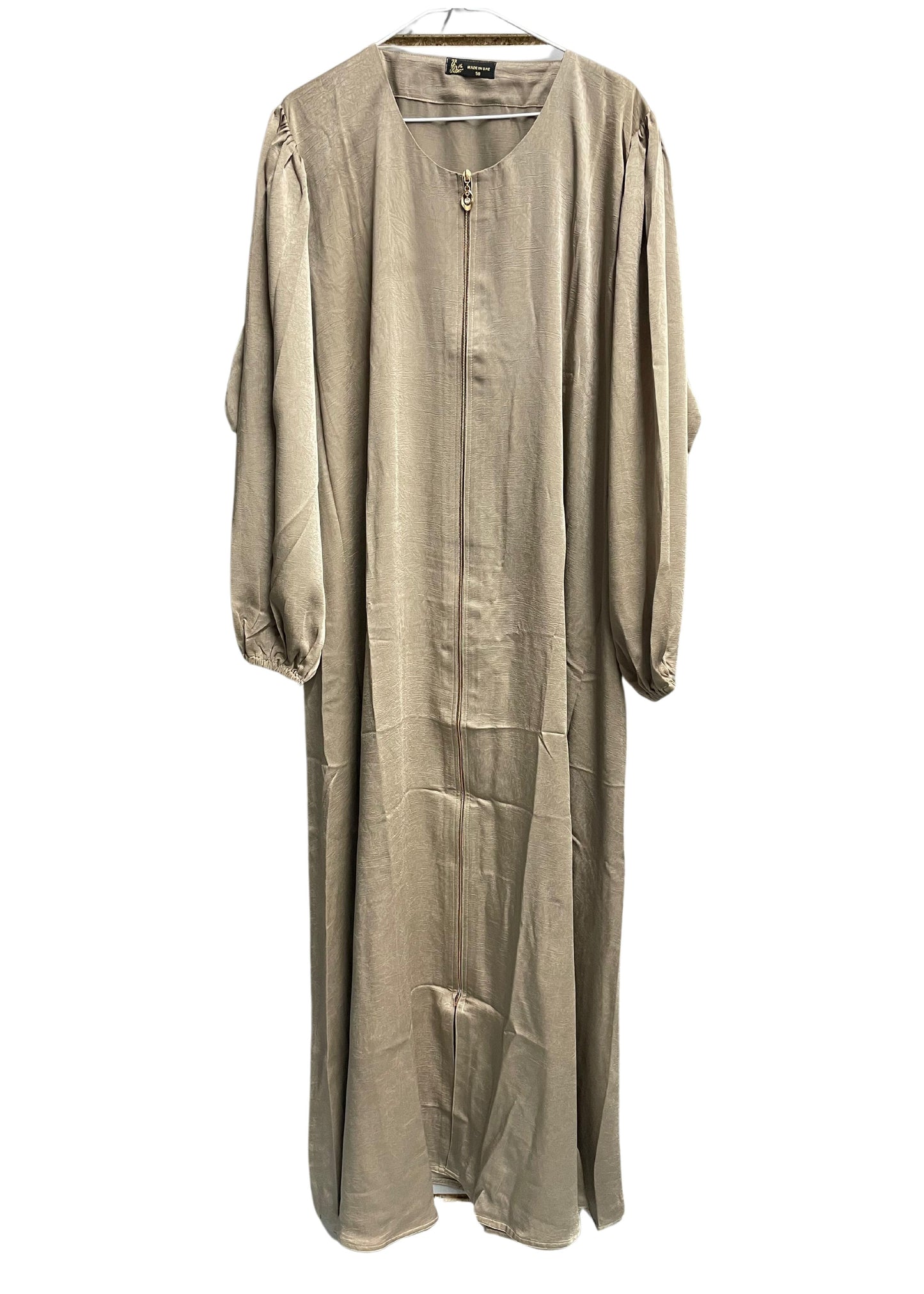 Velvety Button Up Abaya with Gold Zipper