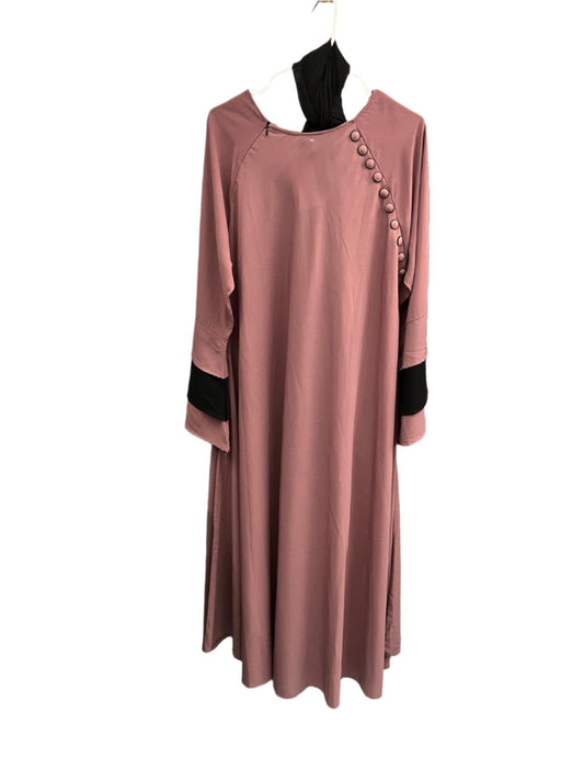 Comfortable Pink Button Design Abaya