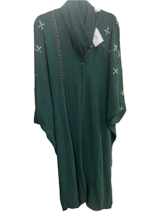 Dark Green Floral Sequined Abaya