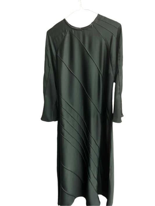 Dark Green Abaya with Simple Stripe Design