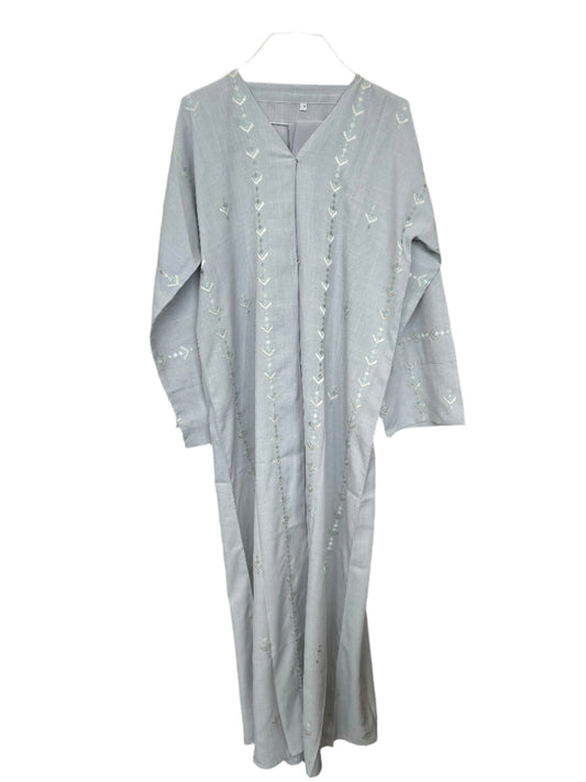 Light Blue Linen Button-Up Abaya