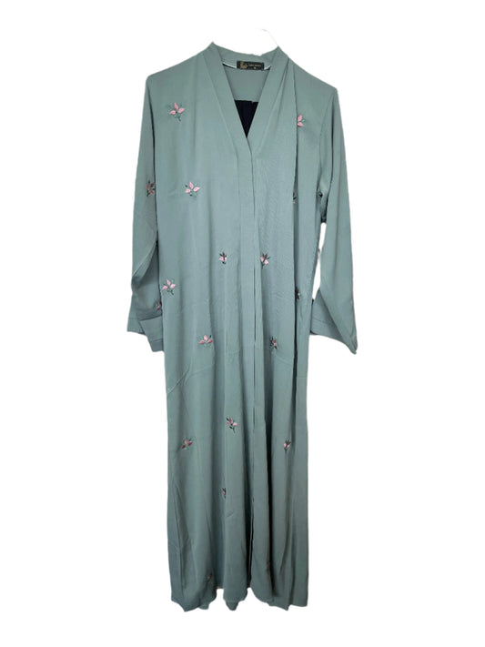 Colorful Button Up Abaya with Floral Embroidery