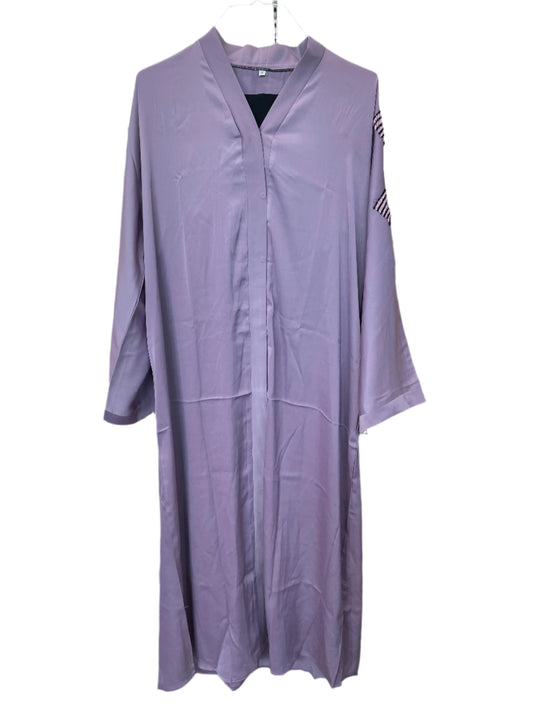 Silky Button Up Abaya with Shoulder Design