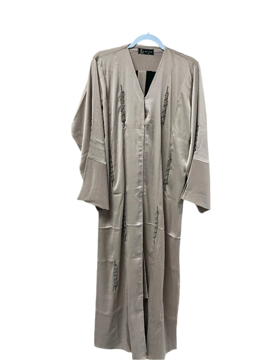 Silky Button Up Rhinestone Designs Abaya