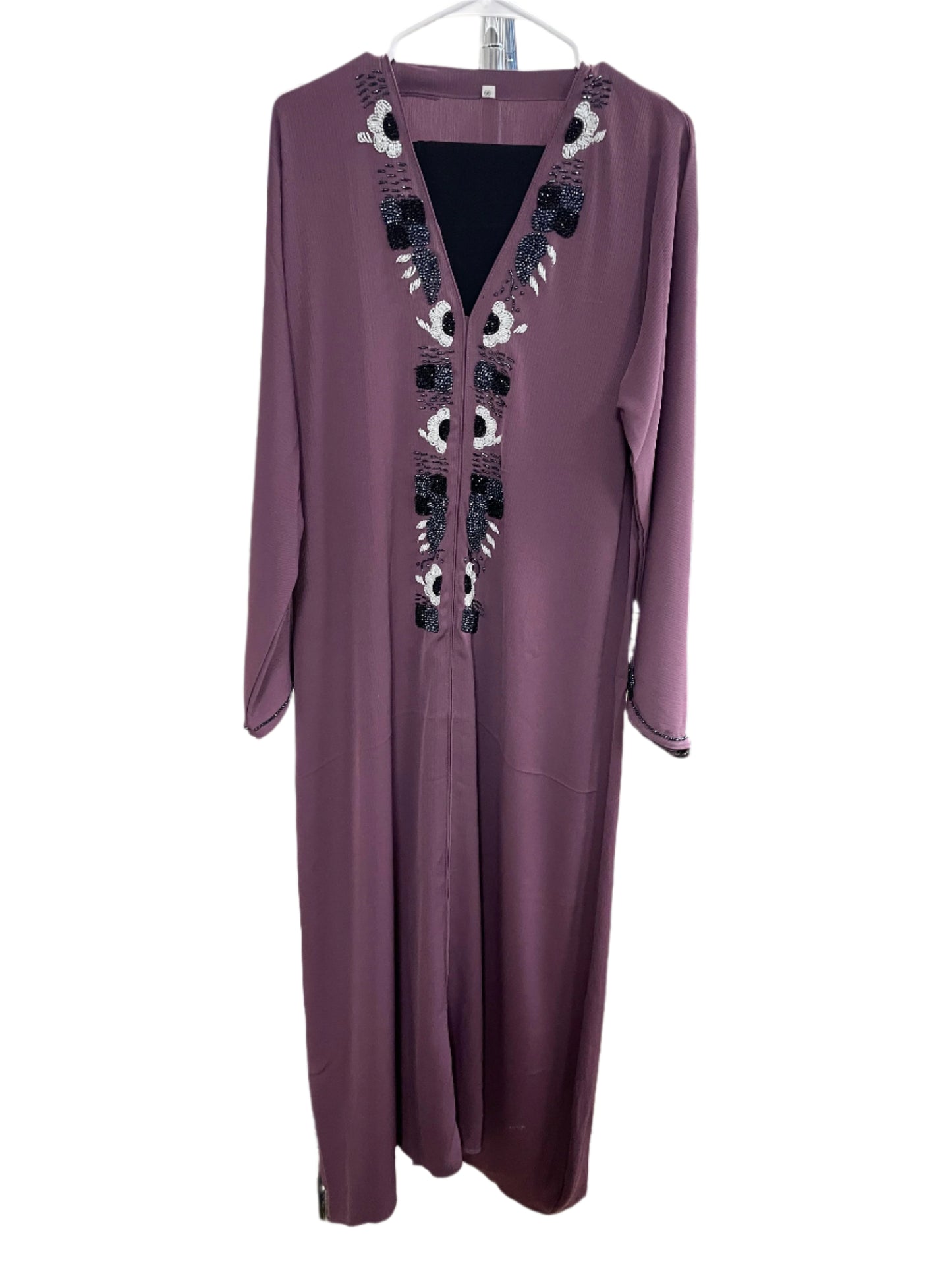 Colorful Closed Abaya with Flower Bead Design