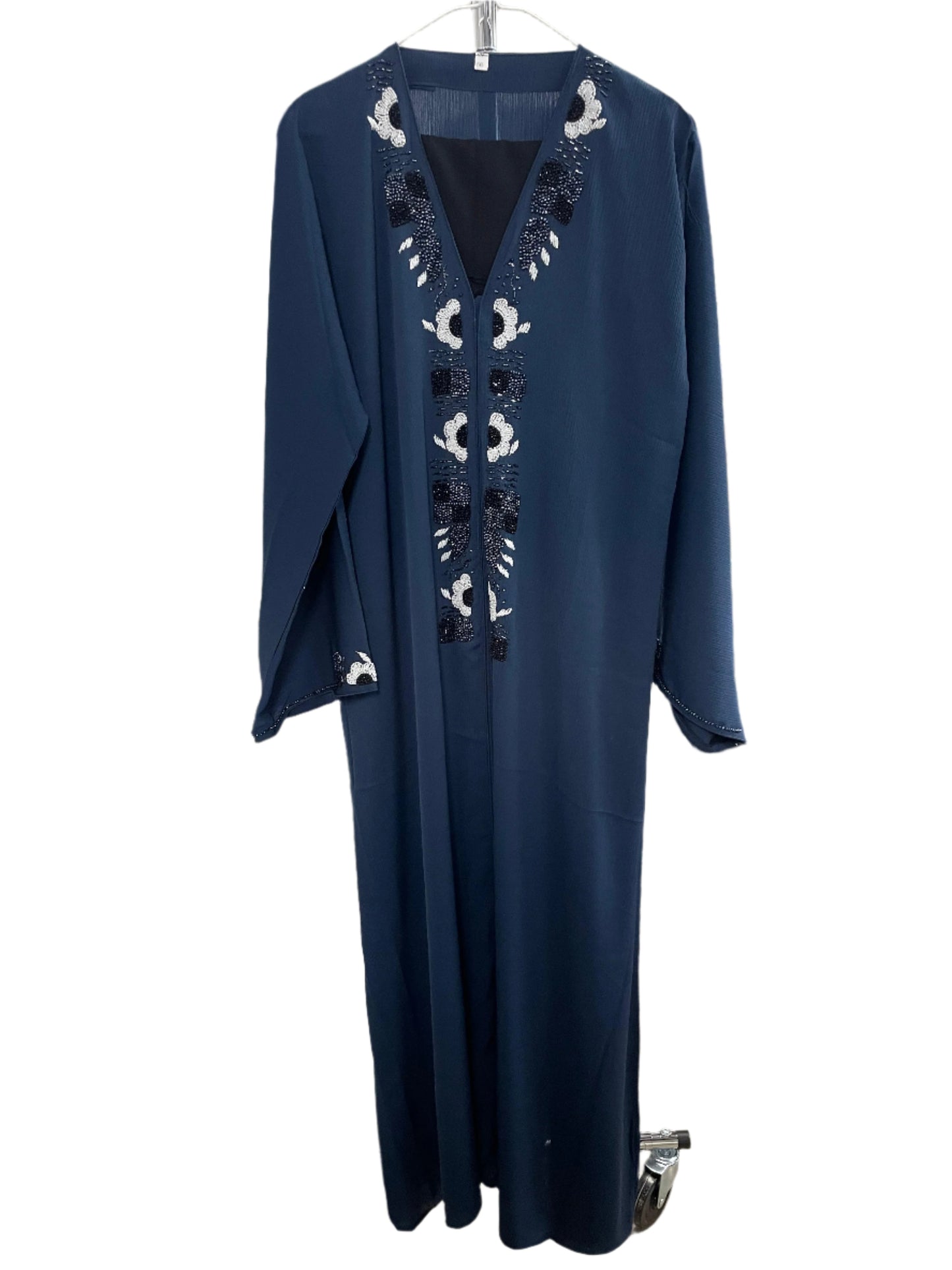 Colorful Closed Abaya with Flower Bead Design