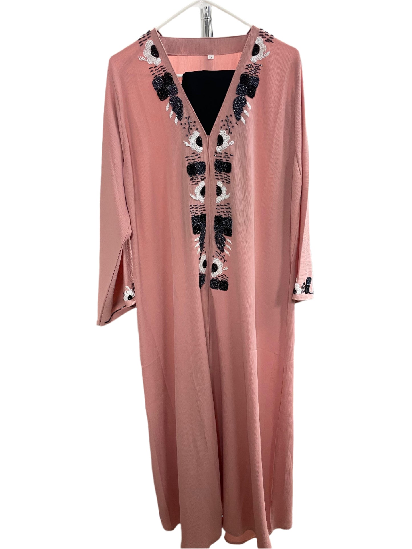 Colorful Closed Abaya with Flower Bead Design