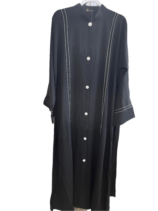 Black Stripe Button Design Abaya